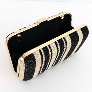Clutch Purse jute  cotton with polished frame